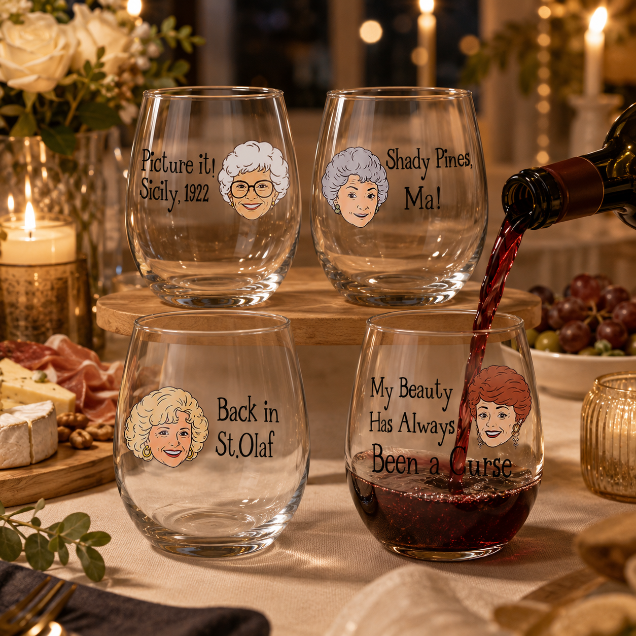 HOT!!! Golden Girls Wine Glasses Gifts, TV Show Merchandise Fans