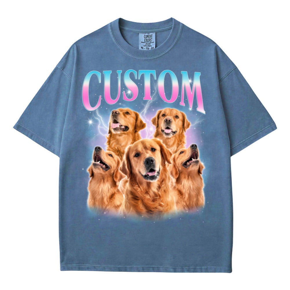Custom Dog Photo Shirt with Name – Personalized Pet Tee, Dog Mom & Pet Portrait Gift