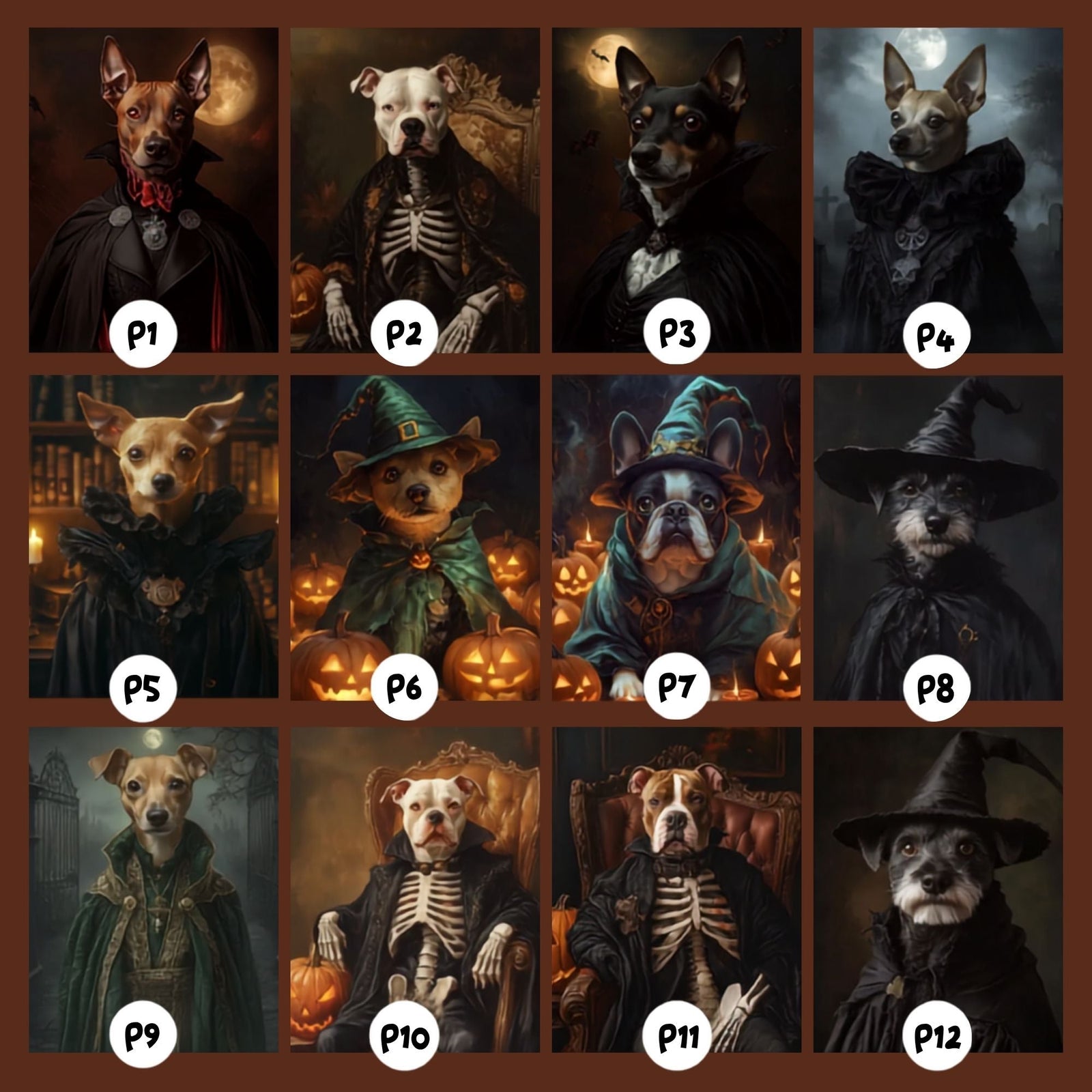 Custom Halloween Pet Portrait, Witch-Themed Pet Art, Canvas or Framed Poster, Halloween Decor, Gift for Pet Lovers