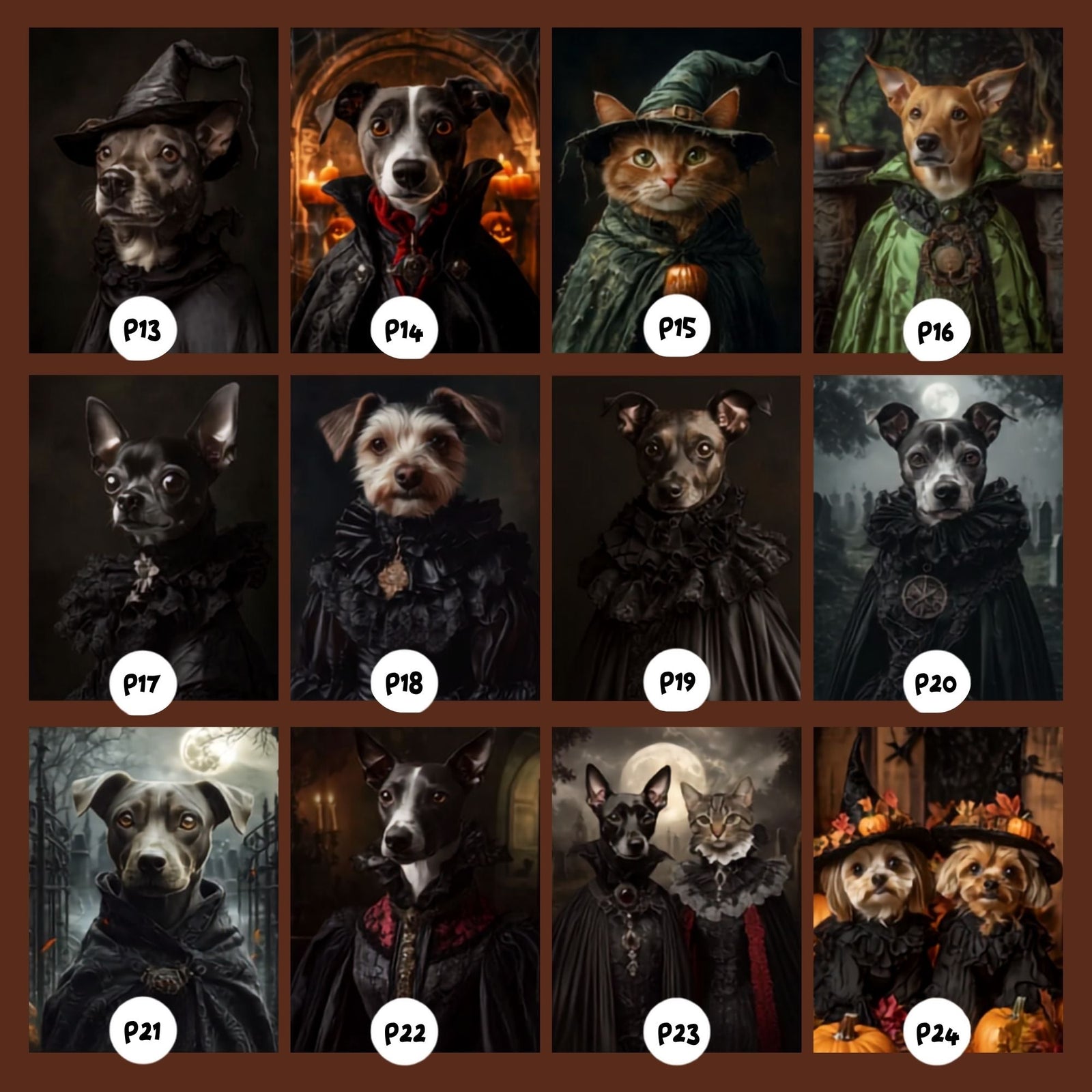 Custom Halloween Pet Portrait, Witch-Themed Pet Art, Canvas or Framed Poster, Halloween Decor, Gift for Pet Lovers