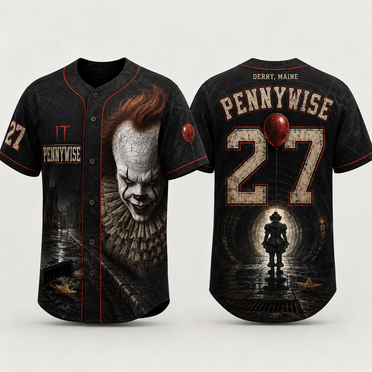 ADULT - Horror Slasher Baseball Jersey, Classic Horror Movie Characters Shirt