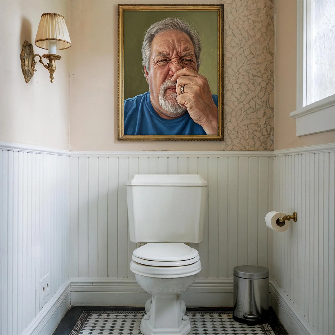 Custom Photo Watercolor Bathroom Art Print – Funny Personalized Toilet Wall Decor & Unique Gift