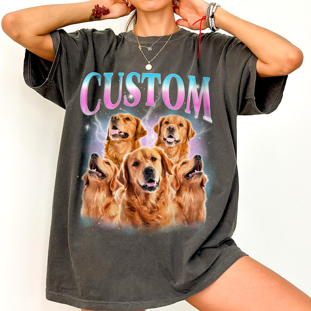 Custom Dog Photo Shirt with Name – Personalized Pet Tee, Dog Mom & Pet Portrait Gift