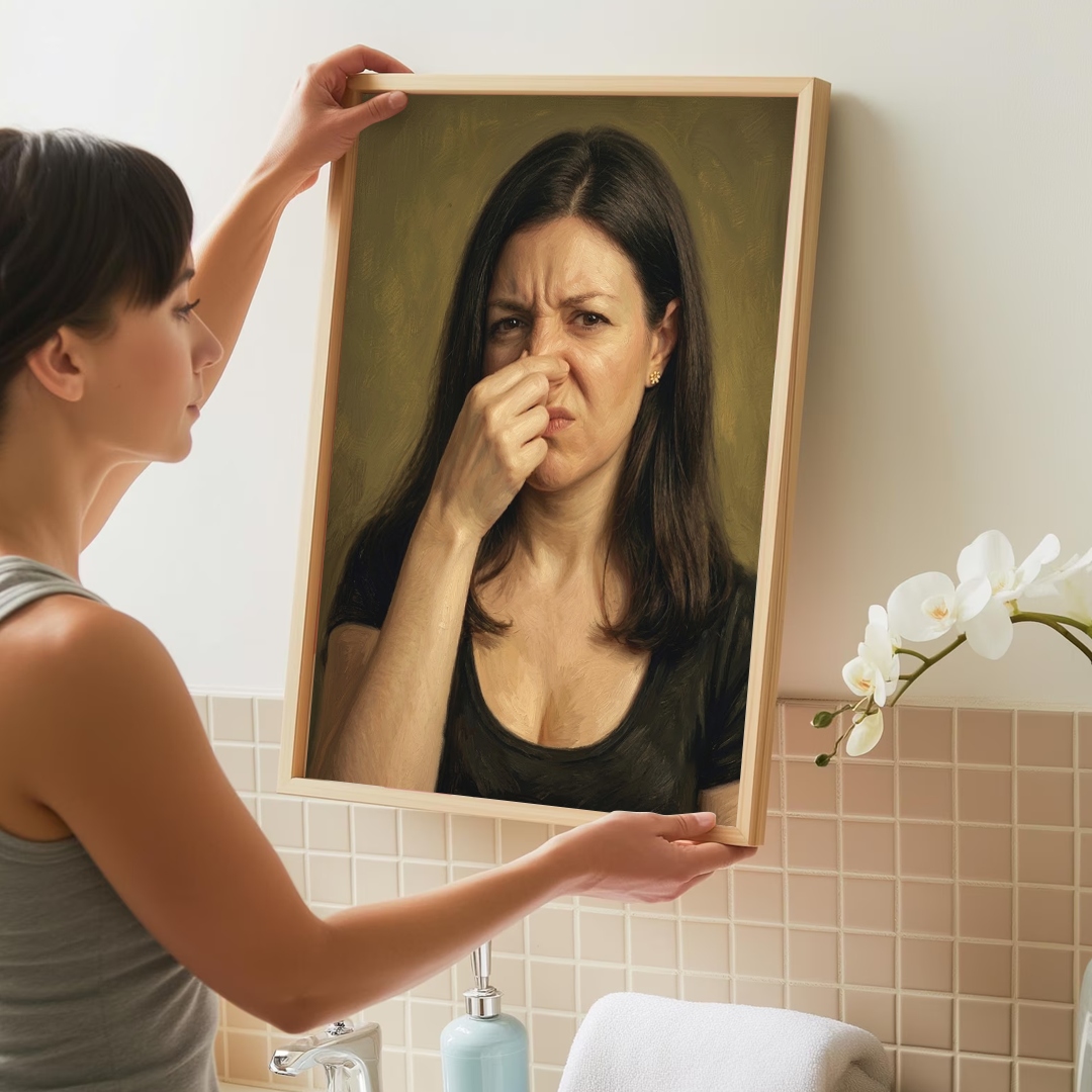 Custom Photo Watercolor Bathroom Art Print – Funny Personalized Toilet Wall Decor & Unique Gift
