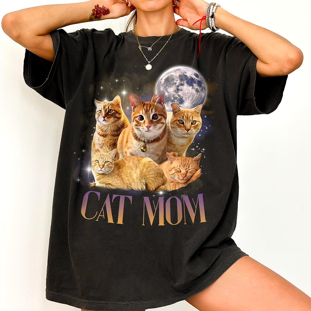 Custom Cat Moon Photo Shirt with Name – Personalized Golden Retriever Tee, Dog Lover Gift