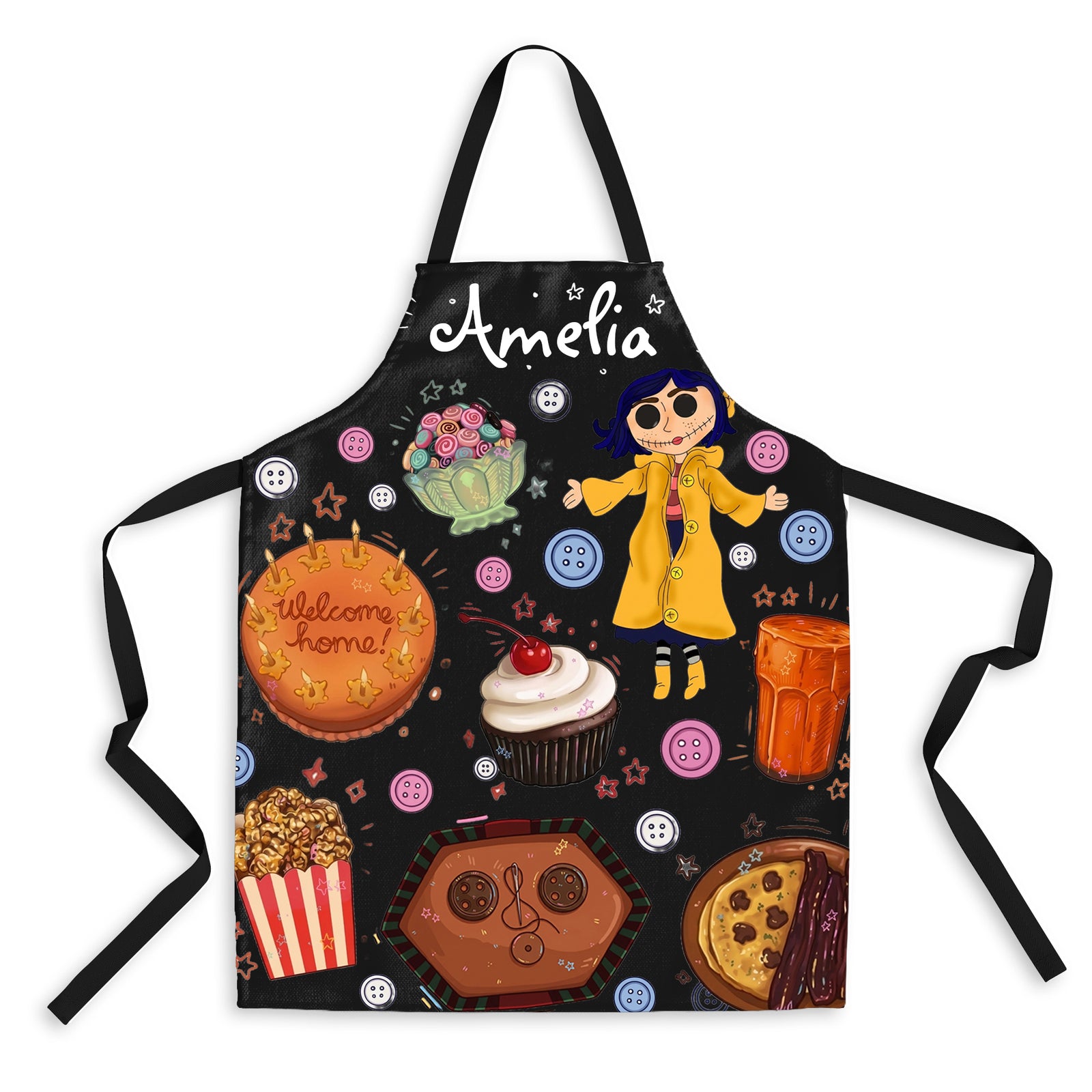 NEW | Personalized Apron, Custom Name Kitchen Apron, Cute Pink Baking Apron, Halloween Cooking Gift for Women