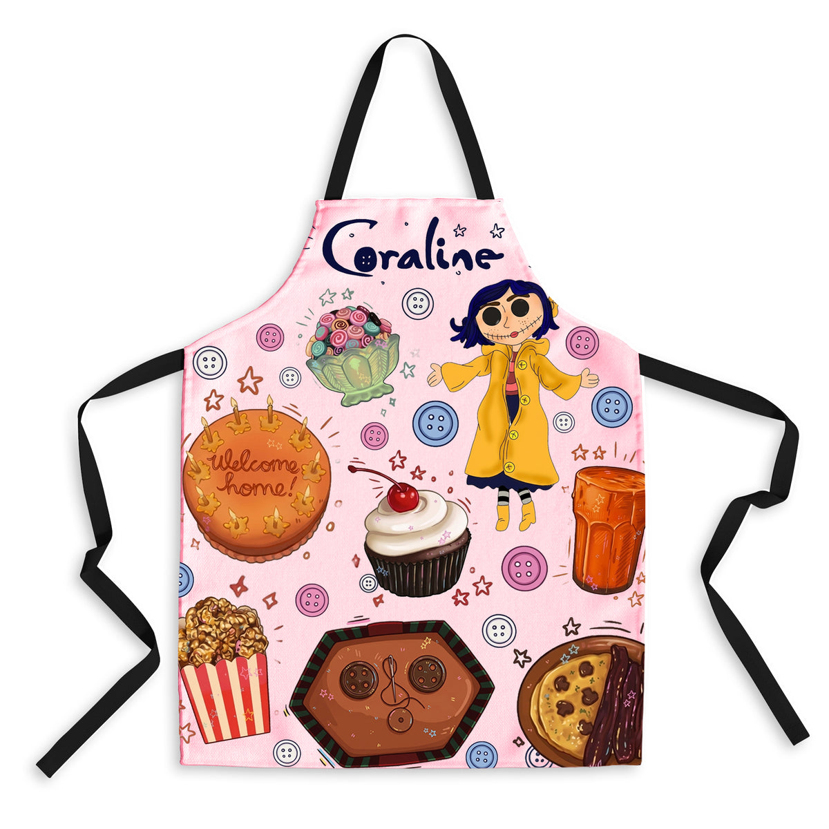 NEW | Personalized Apron, Custom Name Kitchen Apron, Cute Pink Baking Apron, Halloween Cooking Gift for Women