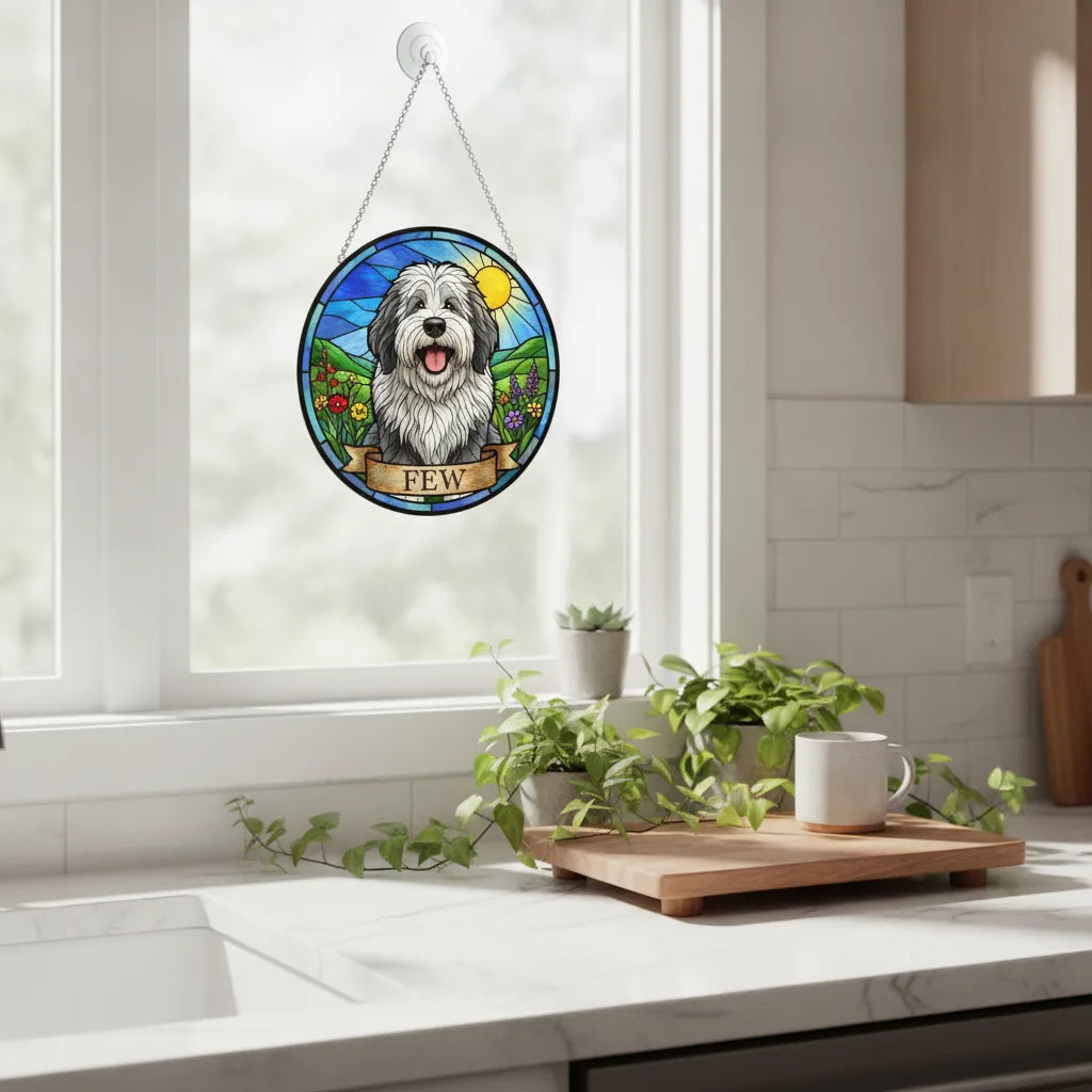 Custom Photo Portrait Dog Cat At The Rainbow Bridge Memorial - Personalized Stained Glass Window Hanging Suncatcher