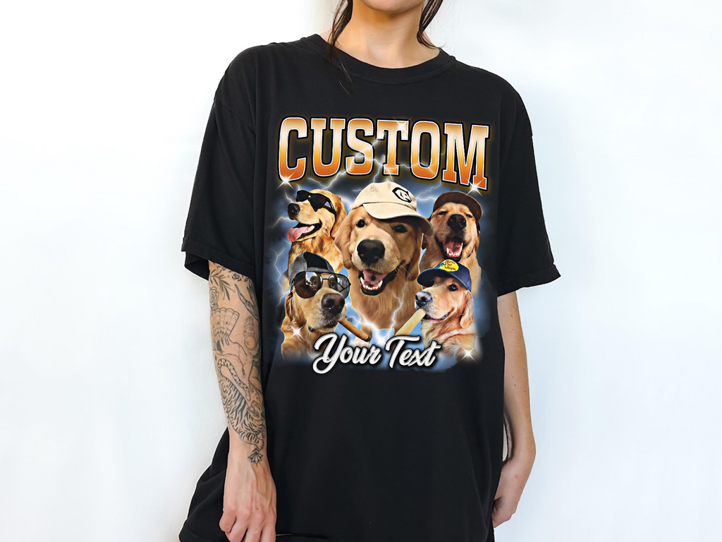 Custom Vintage Bootleg Pet Photo + Name Tee