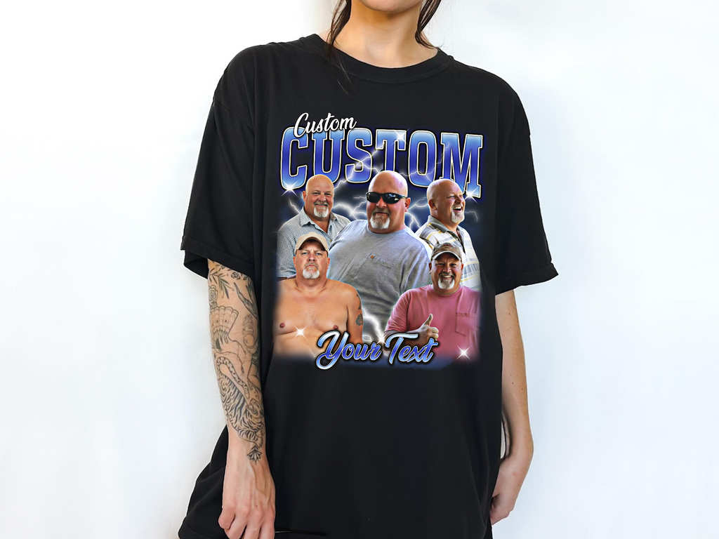 Custom Vintage Bootleg Dad Tee – Personalized Photo & Name, Premium Gift