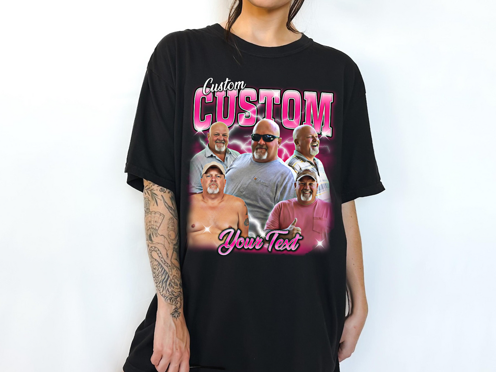 Custom Vintage Bootleg Dad Tee – Personalized Photo & Name, Premium Gift