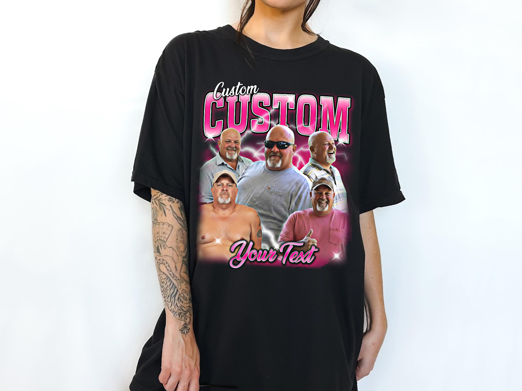 Custom Vintage Bootleg Dad Tee – Personalized Photo & Name, Premium Gift