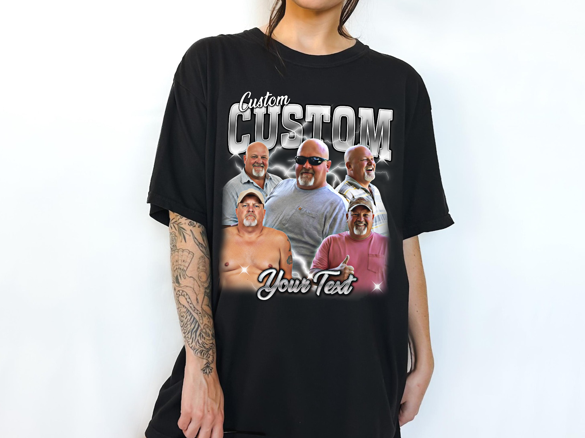 Custom Vintage Bootleg Dad Tee – Personalized Photo & Name, Premium Gift