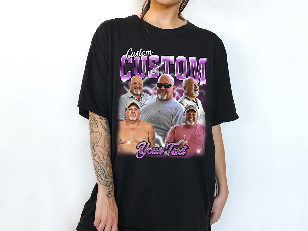 Custom Vintage Bootleg Dad Tee – Personalized Photo & Name, Premium Gift