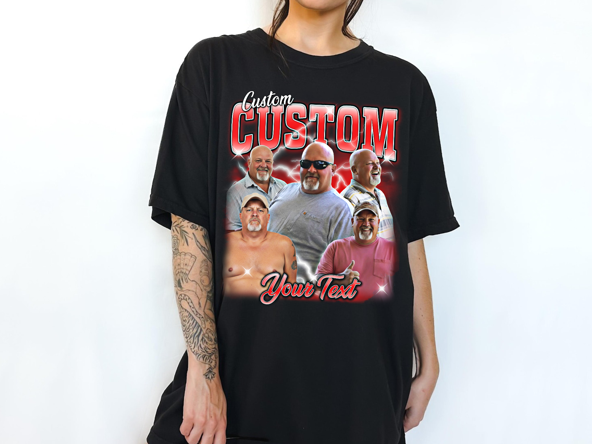 Custom Vintage Bootleg Dad Tee – Personalized Photo & Name, Premium Gift