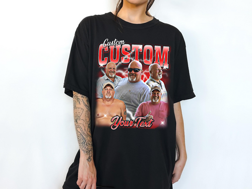 Custom Vintage Bootleg Dad Tee – Personalized Photo & Name, Premium Gift