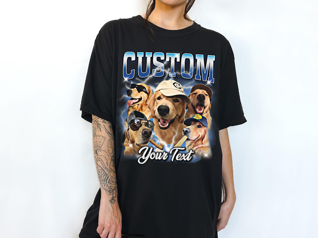 Custom Vintage Bootleg Pet Photo + Name Tee