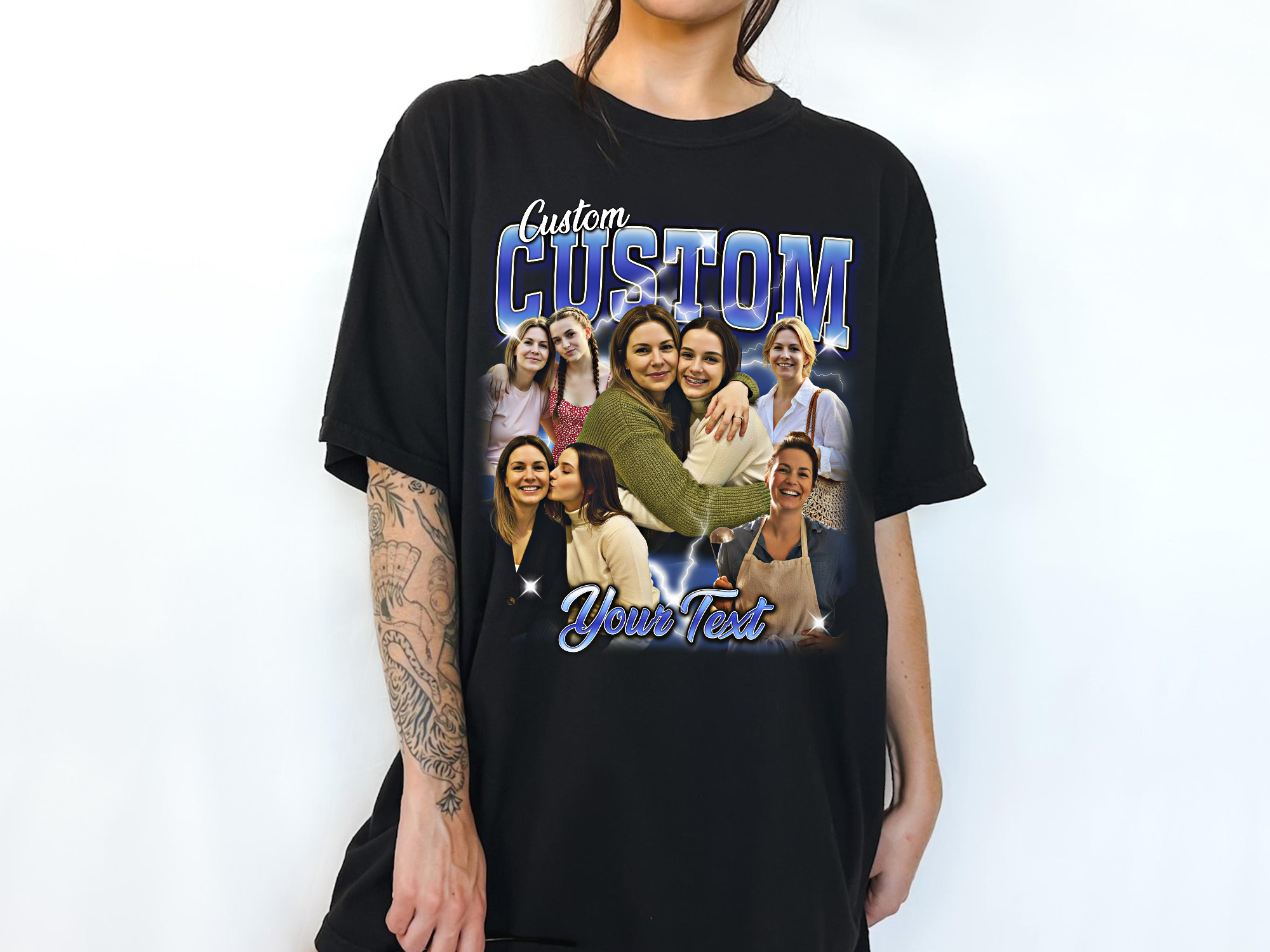 Custom Vintage Bootleg Mom Tee – Personalized Photo & Name, Premium Gift