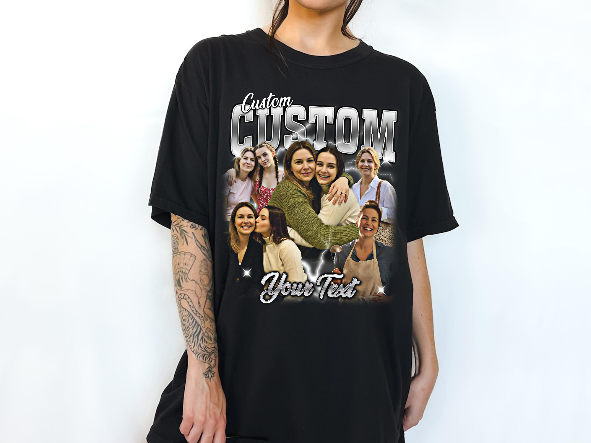 Custom Vintage Bootleg Mom Tee – Personalized Photo & Name, Premium Gift
