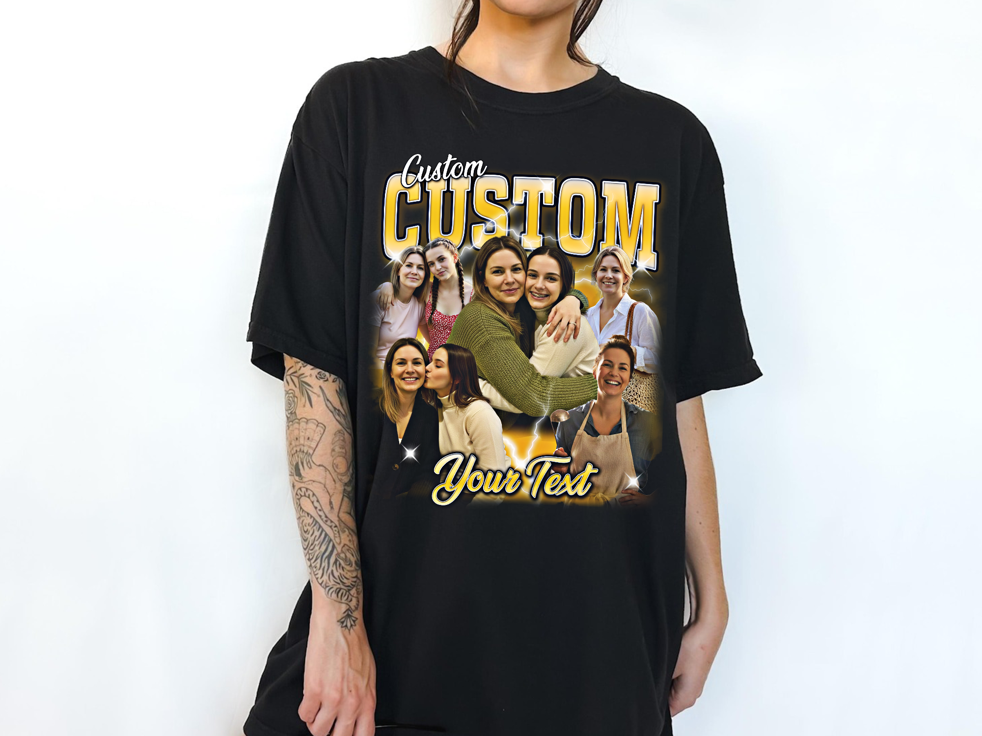 Custom Vintage Bootleg Mom Tee – Personalized Photo & Name, Premium Gift