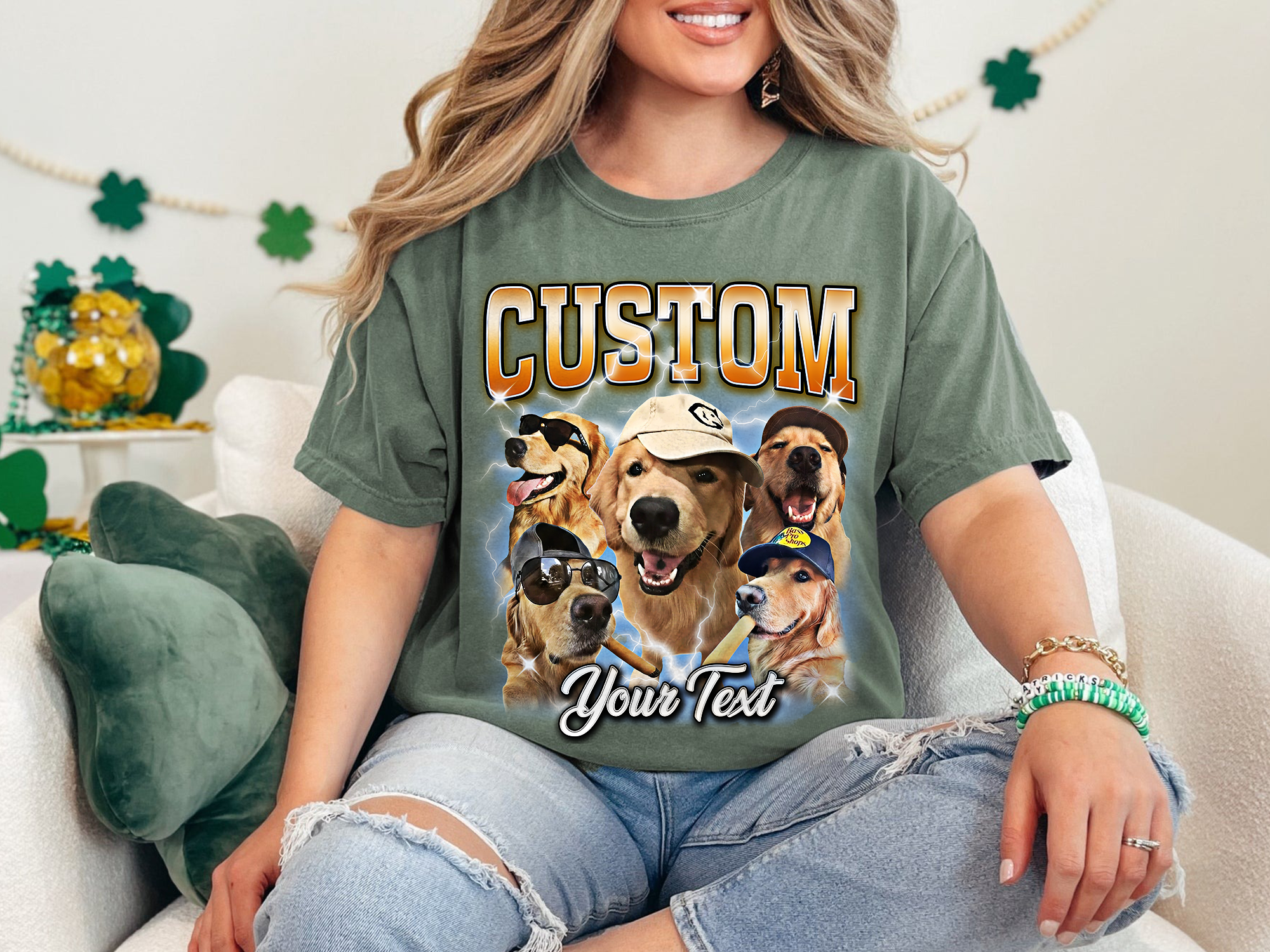 Custom Vintage Bootleg Pet Photo + Name Tee