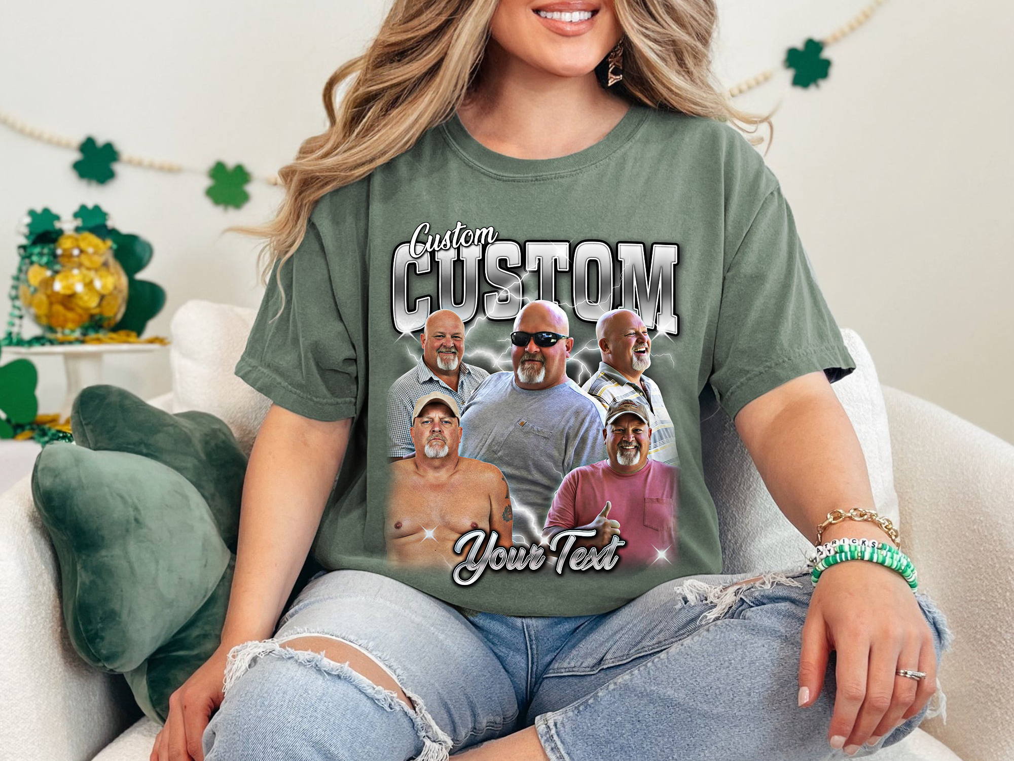 Custom Vintage Bootleg Dad Tee – Personalized Photo & Name, Premium Gift