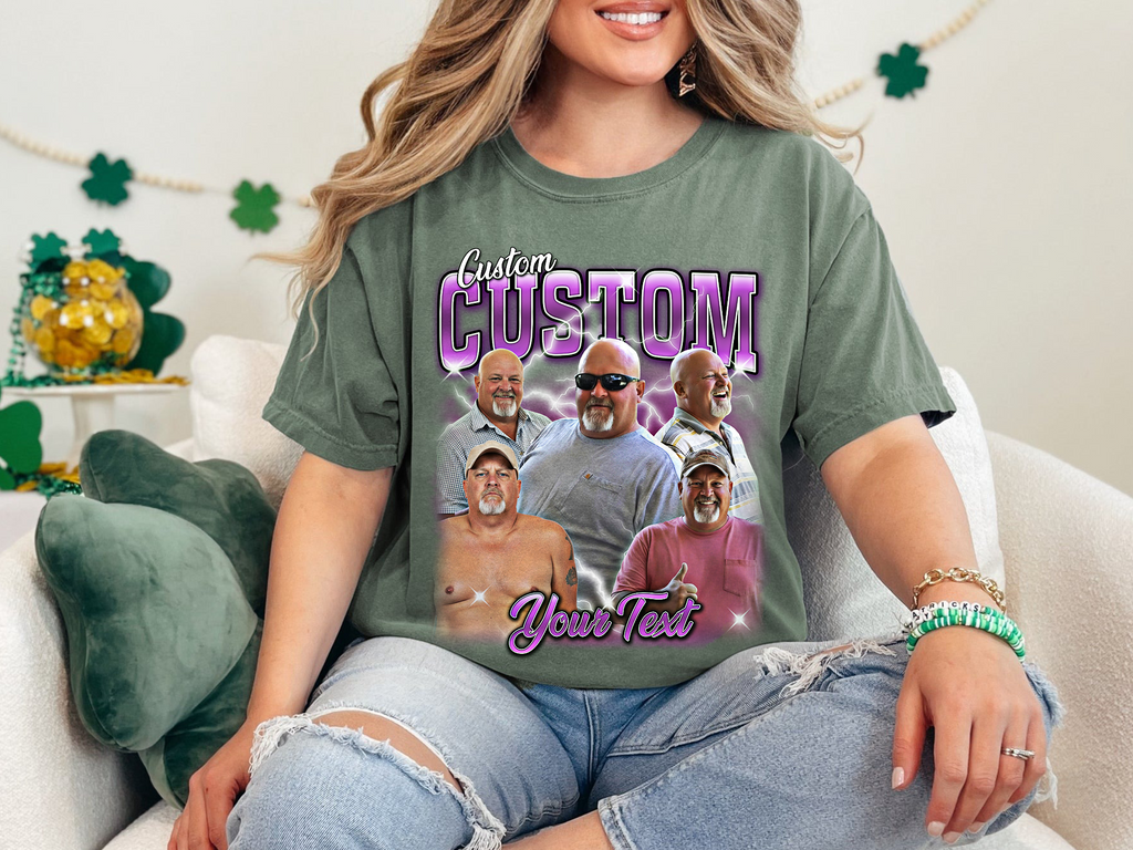 Custom Vintage Bootleg Dad Tee – Personalized Photo & Name, Premium Gift