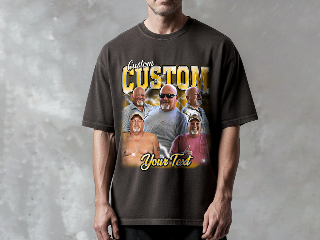 Custom Vintage Bootleg Dad Tee – Personalized Photo & Name, Premium Gift