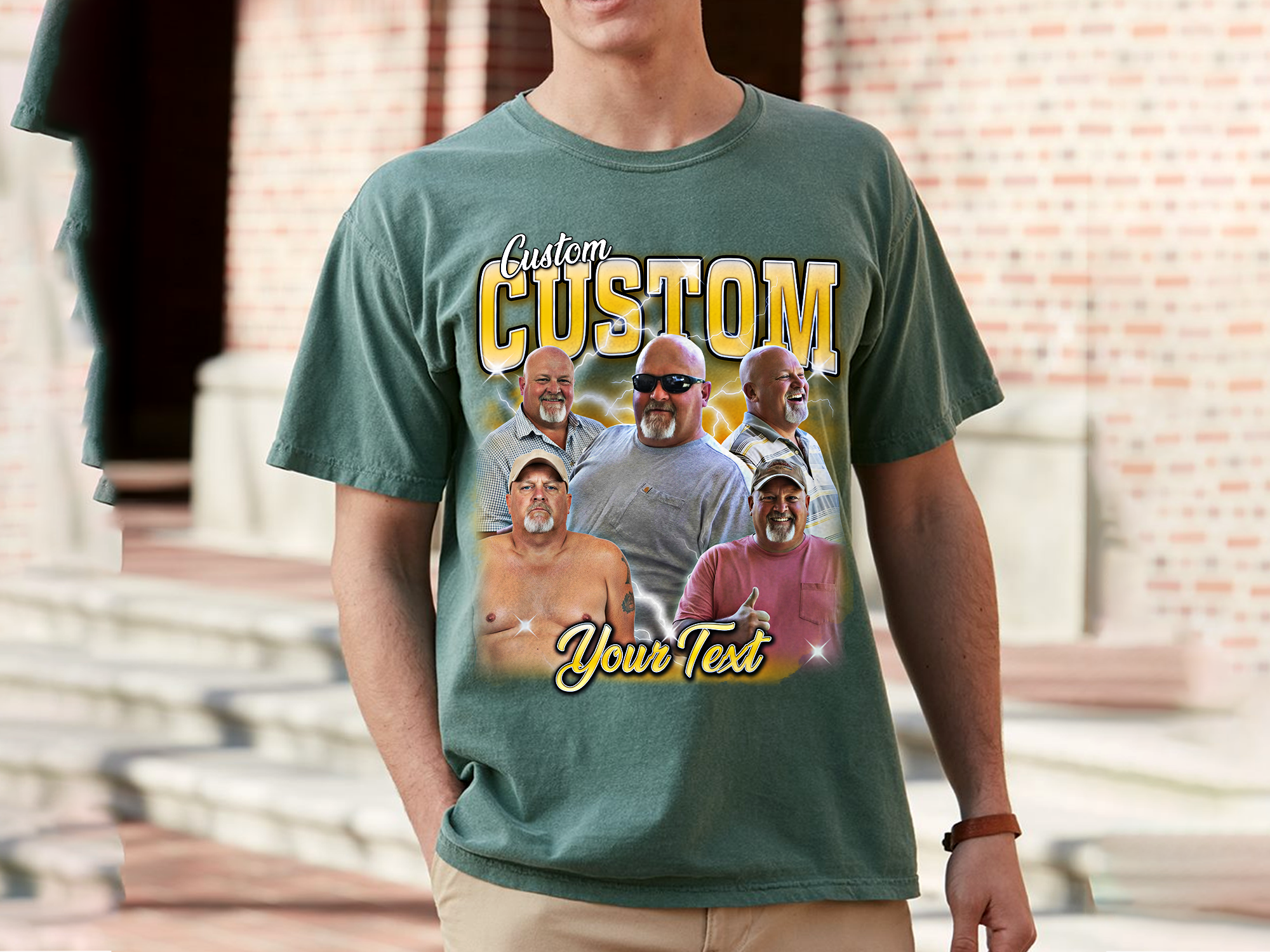 Custom Vintage Bootleg Dad Tee – Personalized Photo & Name, Premium Gift