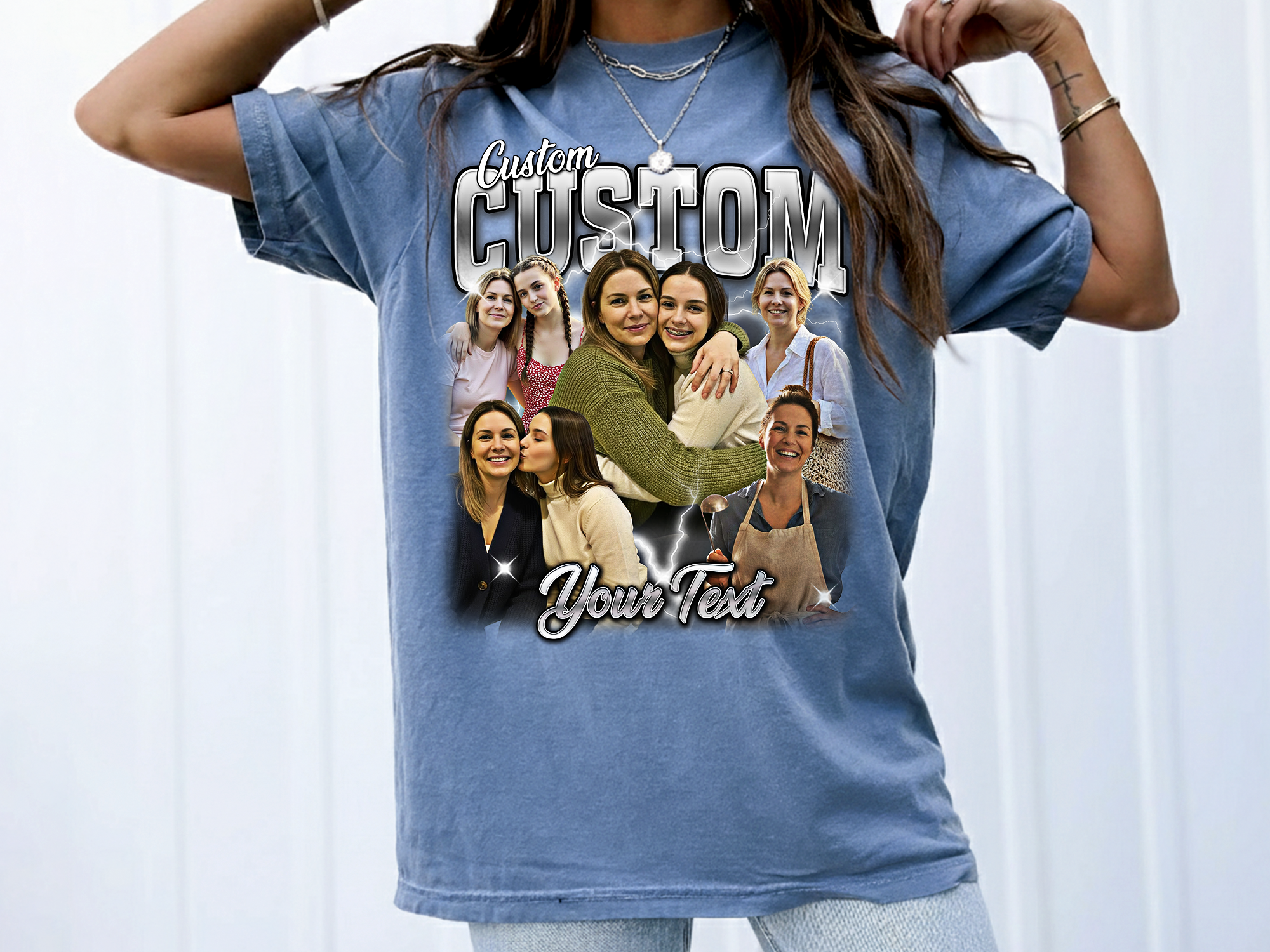 Custom Vintage Bootleg Mom Tee – Personalized Photo & Name, Premium Gift
