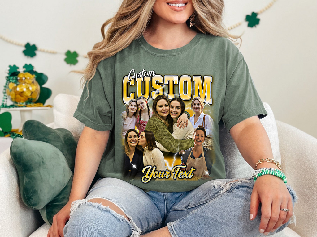 Custom Vintage Bootleg Mom Tee – Personalized Photo & Name, Premium Gift