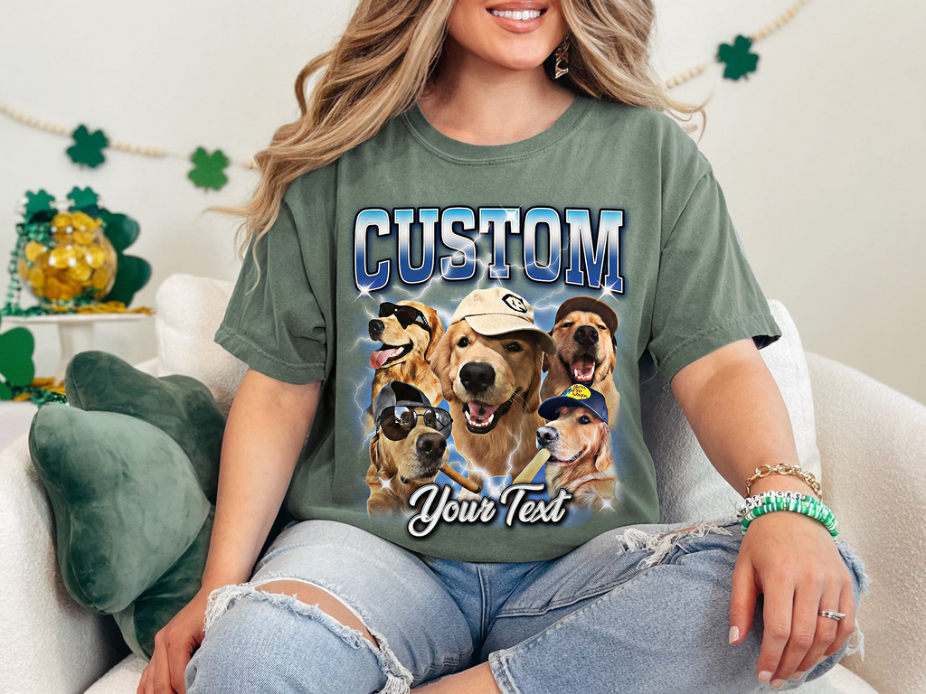 Custom Vintage Bootleg Pet Photo + Name Tee