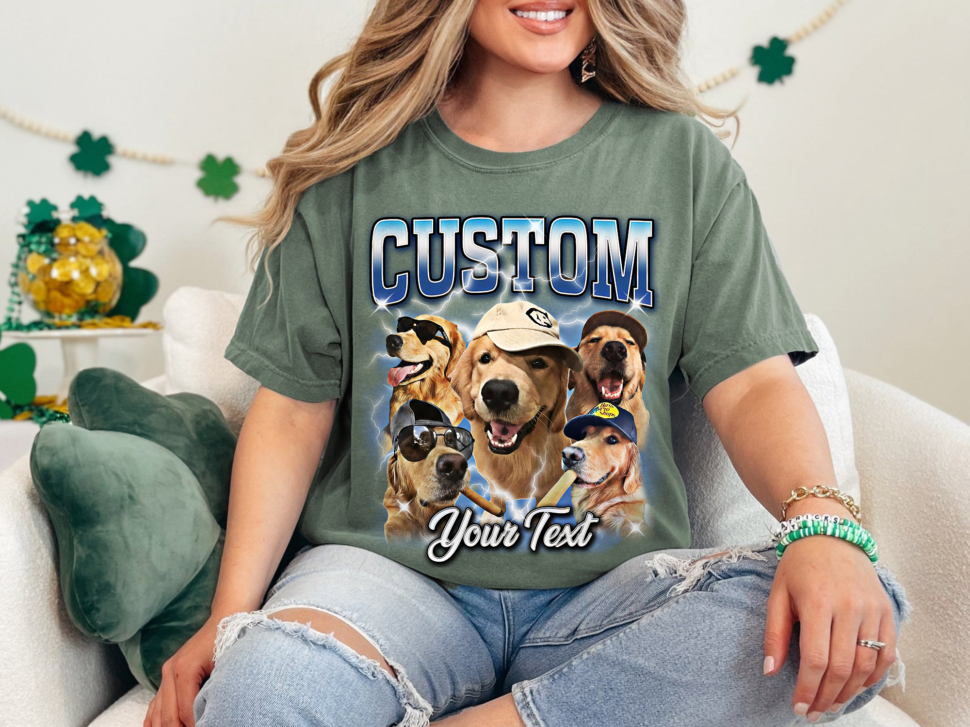 Custom Vintage Bootleg Pet Photo + Name Tee