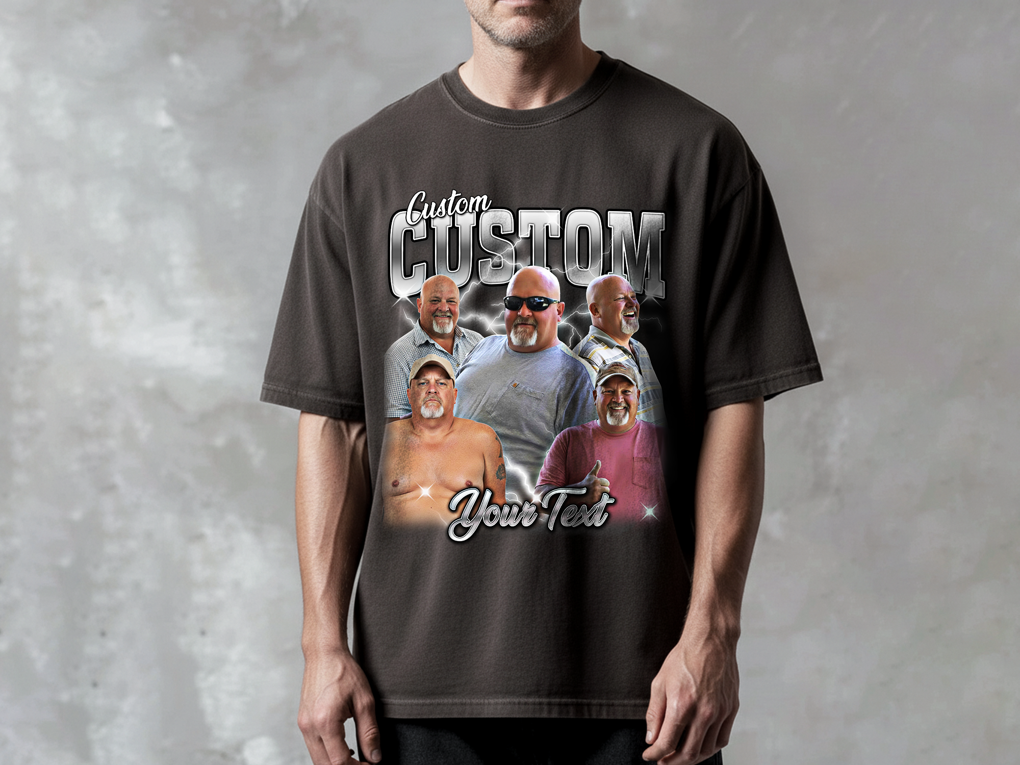 Custom Vintage Bootleg Dad Tee – Personalized Photo & Name, Premium Gift