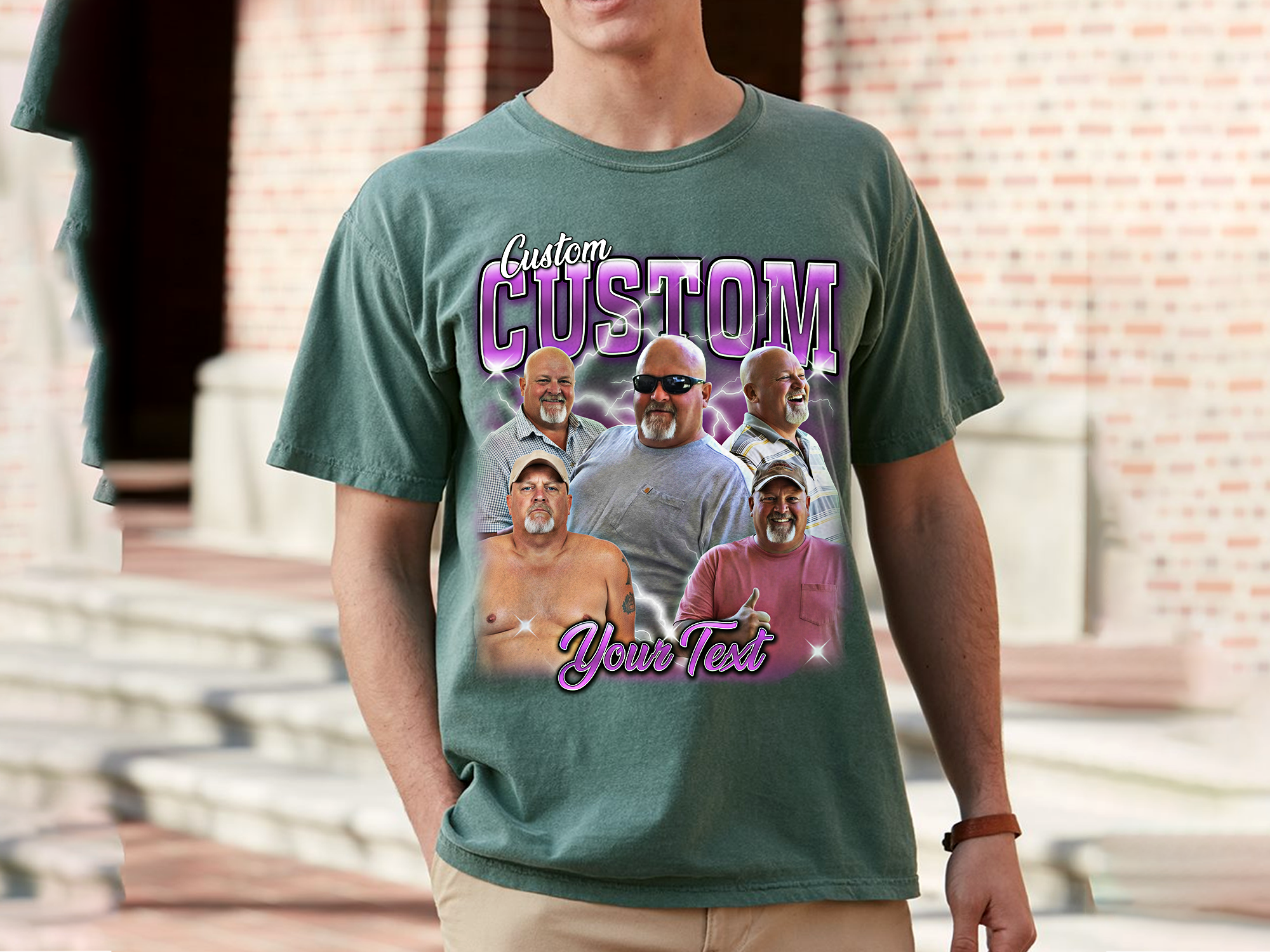 Custom Vintage Bootleg Dad Tee – Personalized Photo & Name, Premium Gift
