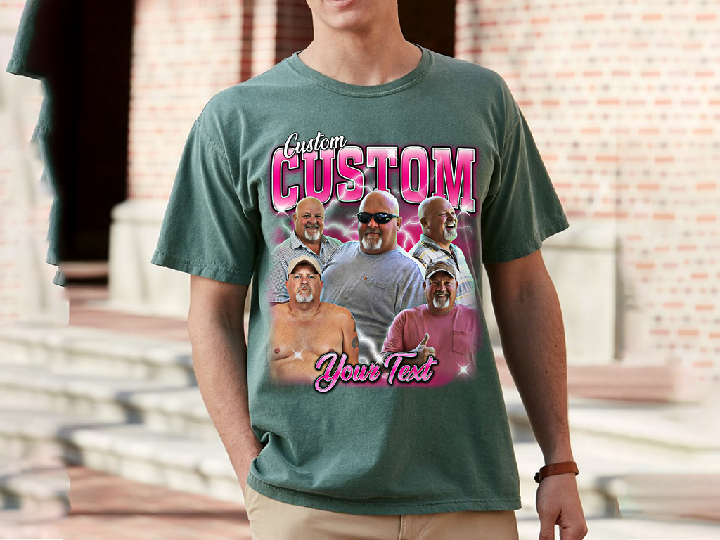 Custom Vintage Bootleg Dad Tee – Personalized Photo & Name, Premium Gift