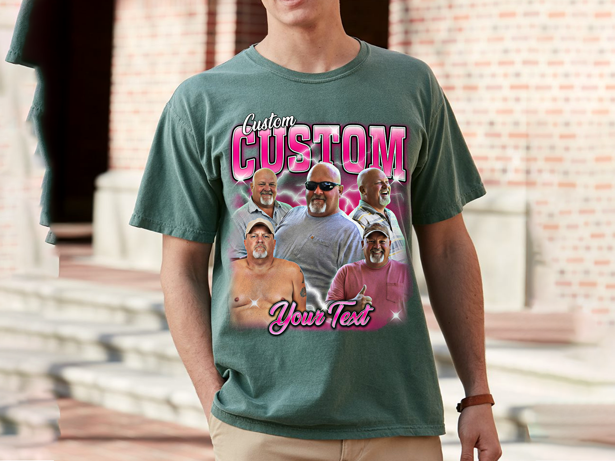Custom Vintage Bootleg Dad Tee – Personalized Photo & Name, Premium Gift