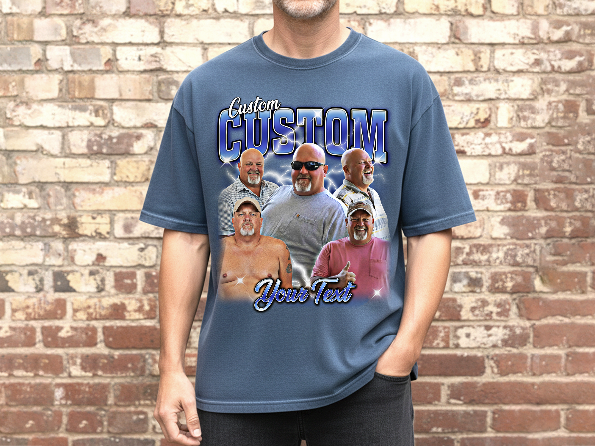 Custom Vintage Bootleg Dad Tee – Personalized Photo & Name, Premium Gift