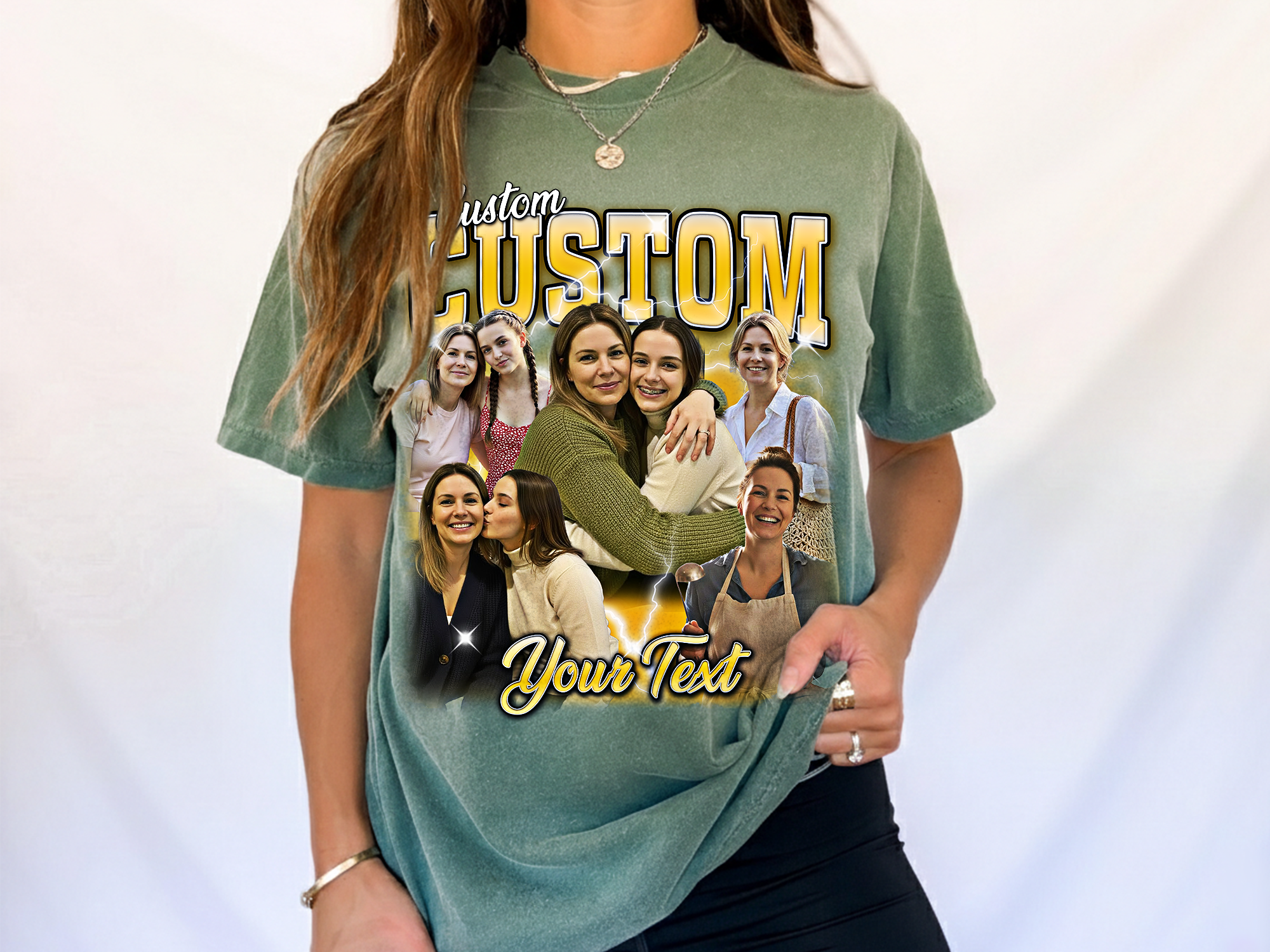 Custom Vintage Bootleg Mom Tee – Personalized Photo & Name, Premium Gift