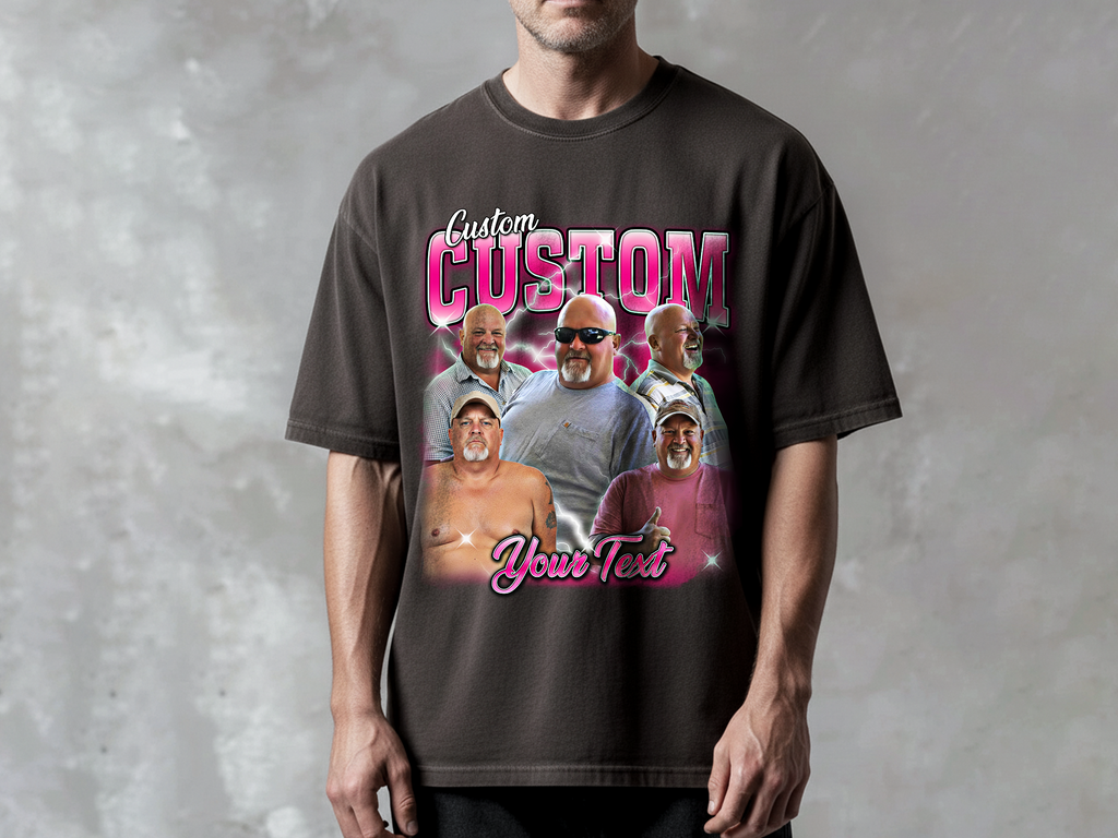 Custom Vintage Bootleg Dad Tee – Personalized Photo & Name, Premium Gift