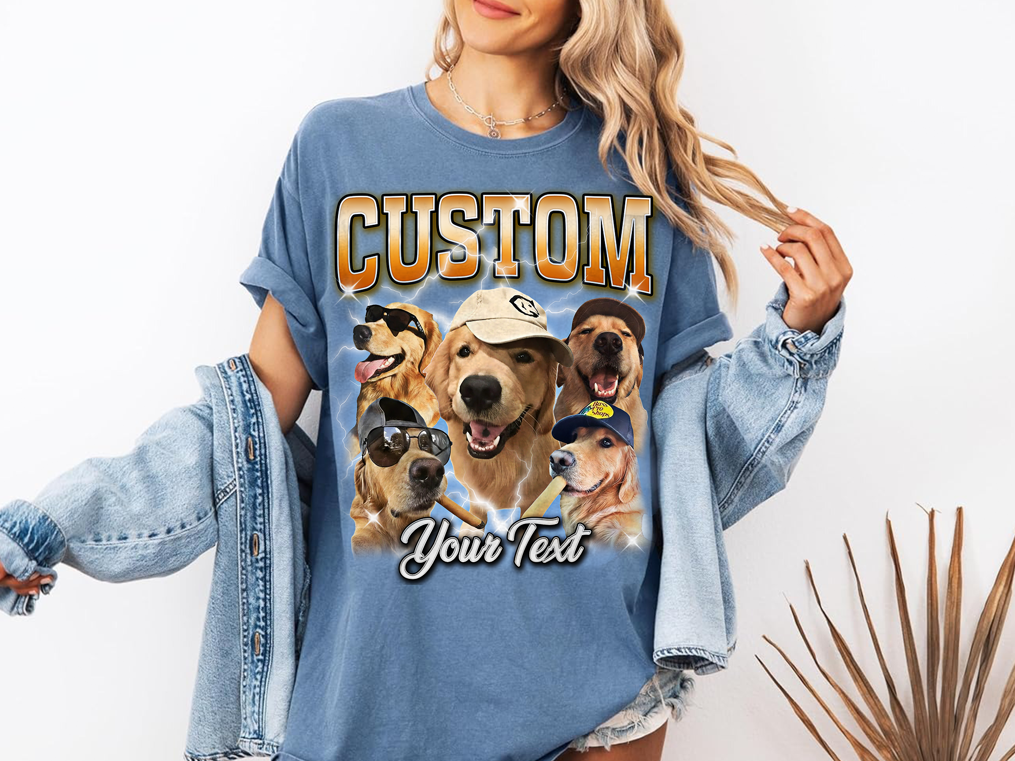Custom Vintage Bootleg Pet Photo + Name Tee