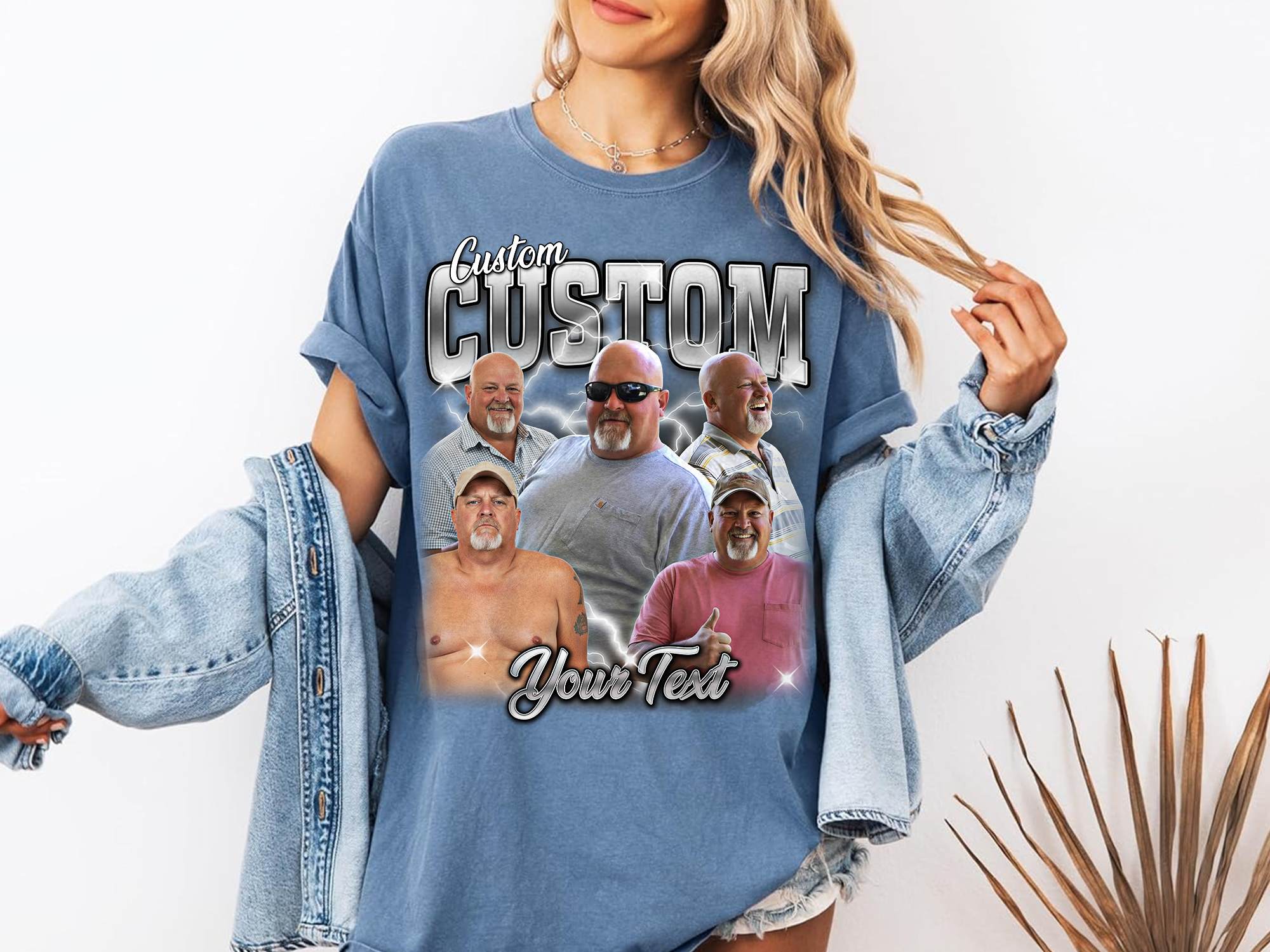 Custom Vintage Bootleg Dad Tee – Personalized Photo & Name, Premium Gift