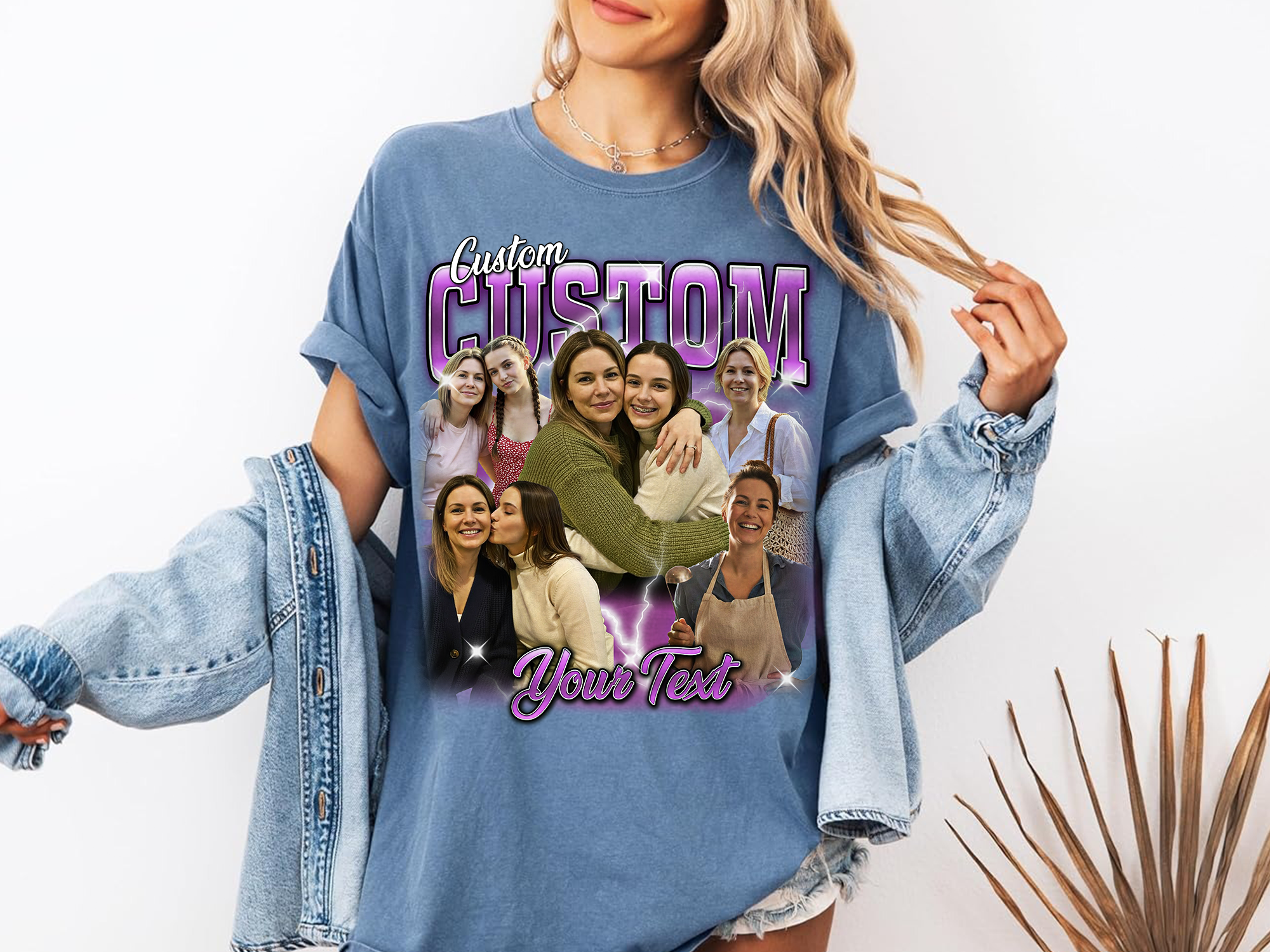 Custom Vintage Bootleg Mom Tee – Personalized Photo & Name, Premium Gift