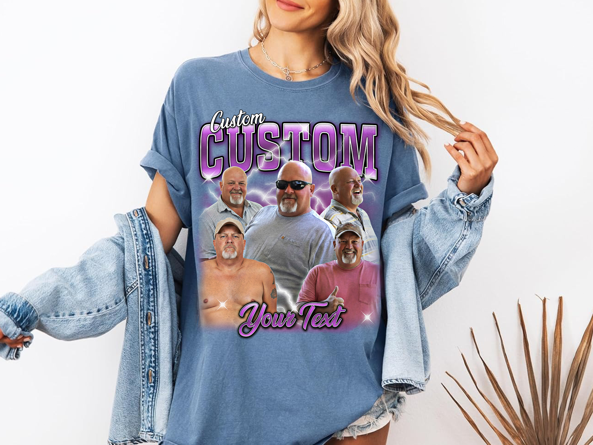 Custom Vintage Bootleg Dad Tee – Personalized Photo & Name, Premium Gift