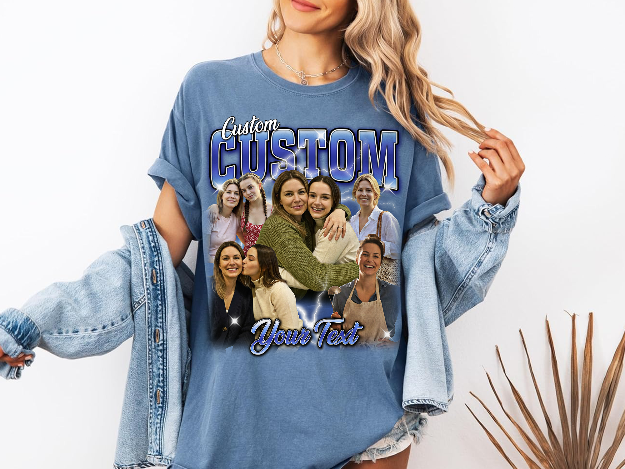 Custom Vintage Bootleg Mom Tee – Personalized Photo & Name, Premium Gift