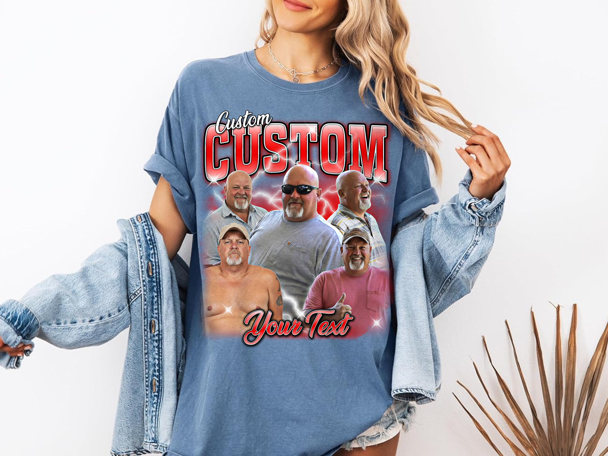 Custom Vintage Bootleg Dad Tee – Personalized Photo & Name, Premium Gift