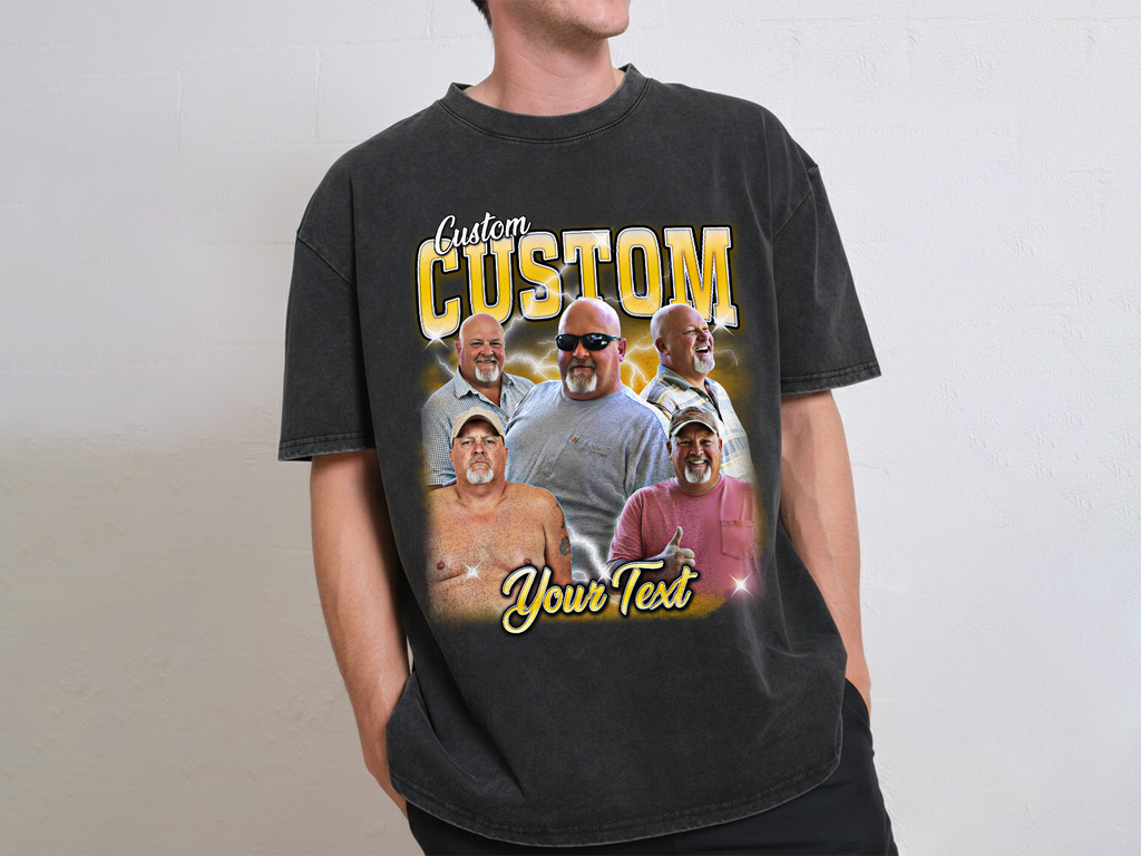 Custom Vintage Bootleg Dad Tee – Personalized Photo & Name, Premium Gift