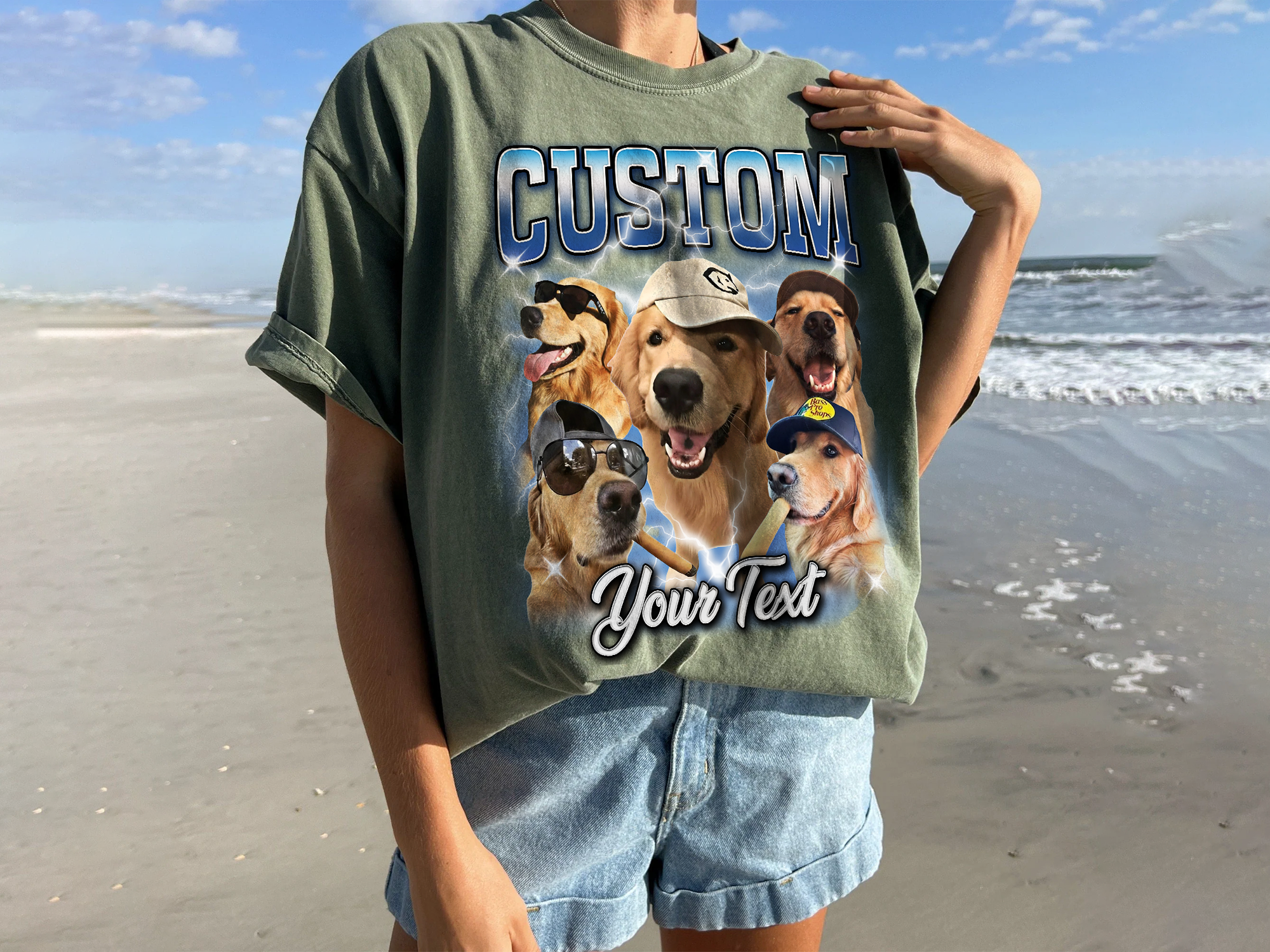 Custom Vintage Bootleg Pet Photo + Name Tee
