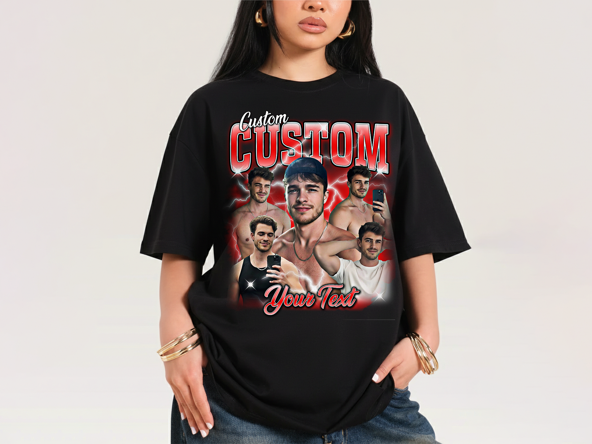 Custom Vintage Bootleg Photo + Name Tee