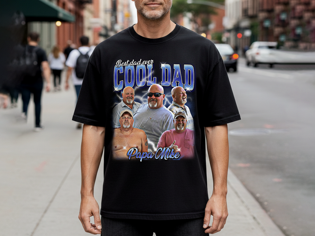 Custom Vintage Bootleg Dad Tee – Personalized Photo & Name, Premium Gift